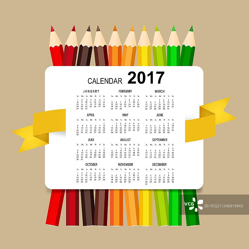 2017年日历计划模板（12个月）图片素材