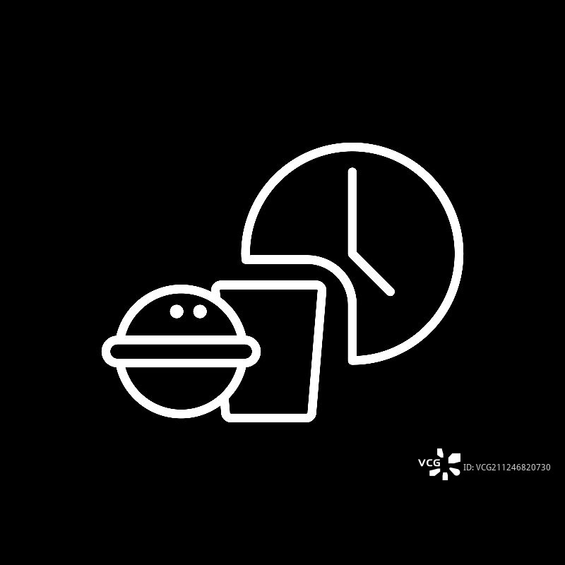 用餐时间标志：汉堡、饮品和时钟图片素材