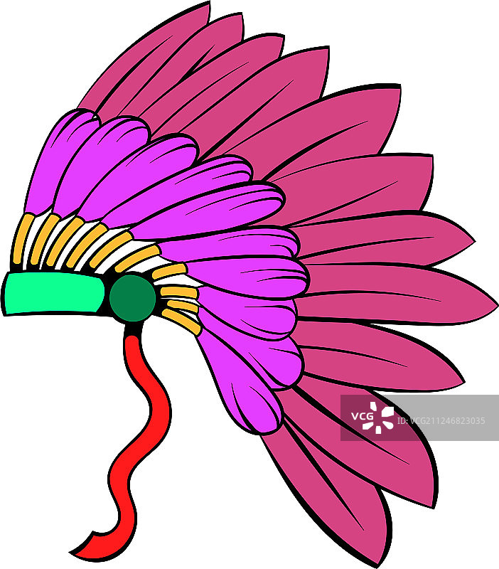 美洲原住民羽毛头饰卡通图标图片素材