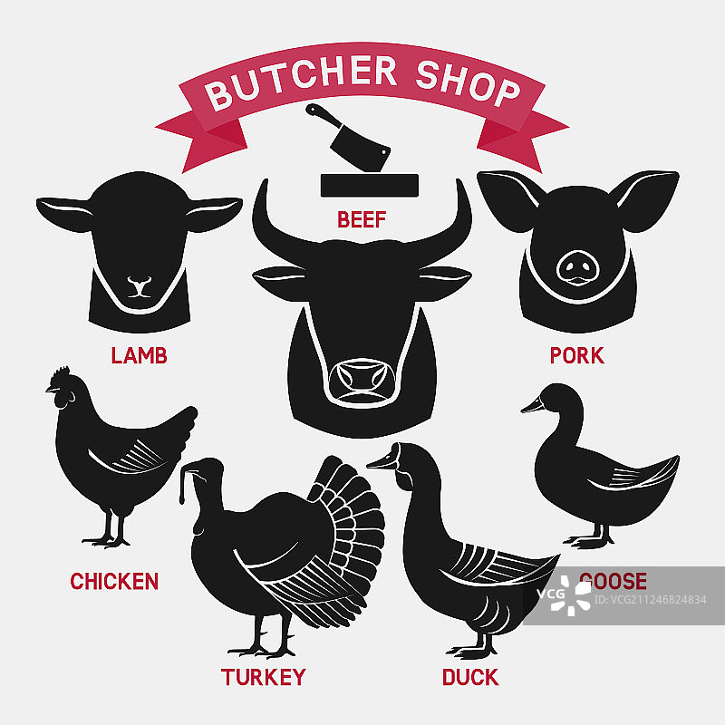 动物剪影集：肉店图标图片素材