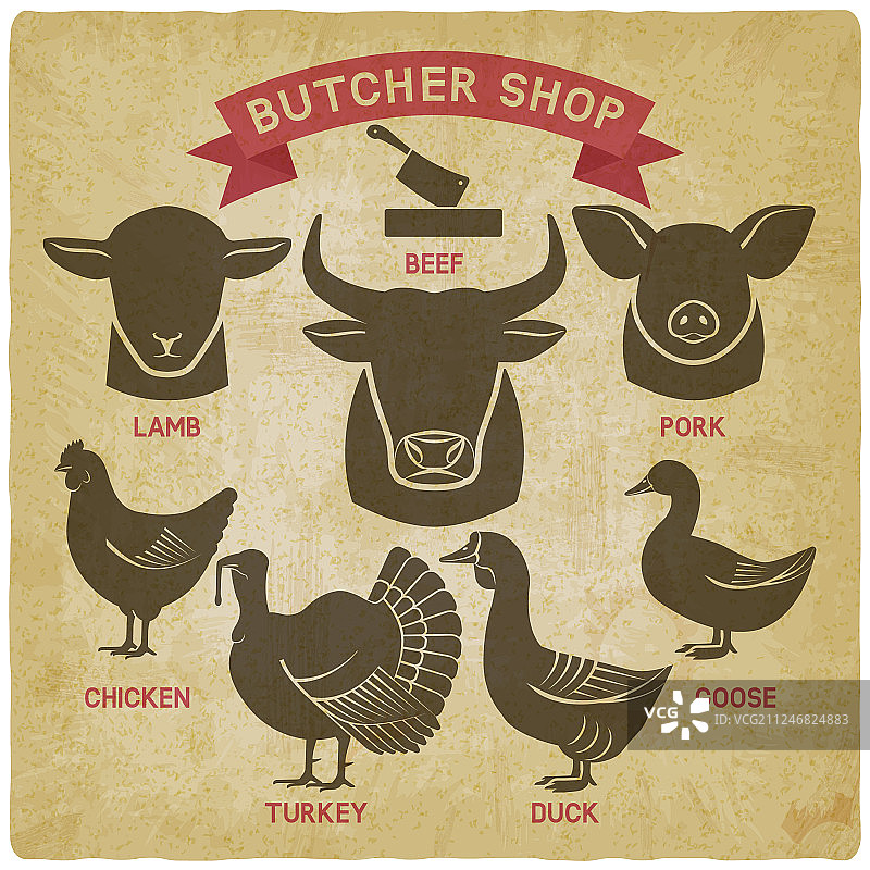 动物剪影集：肉店图标图片素材