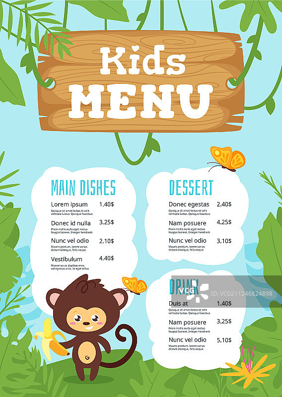 儿童食品菜单设计模板图片素材