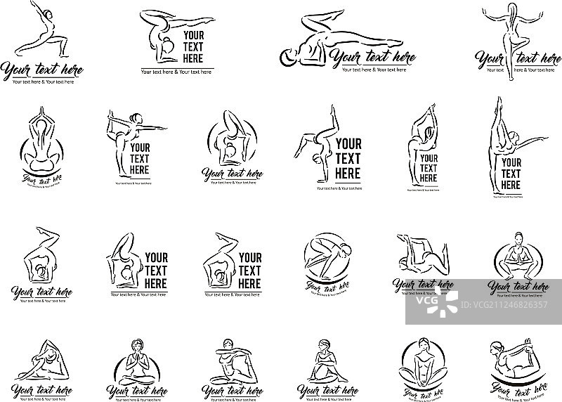 女人瑜伽剪影符号图标集图片素材