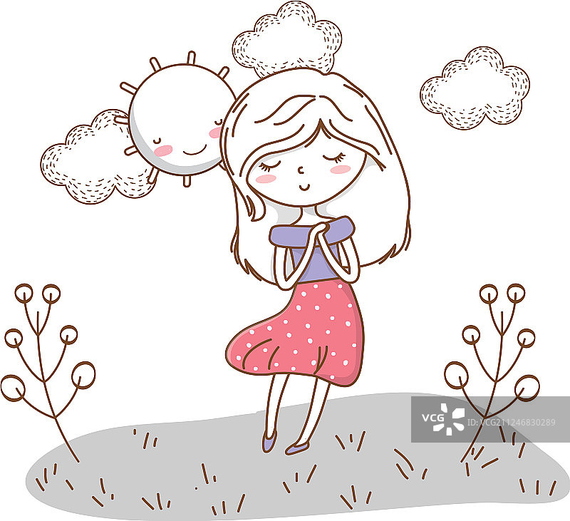 可爱的卡通女孩时尚装扮图片素材