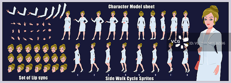 女商人角色模型图（行走）图片素材
