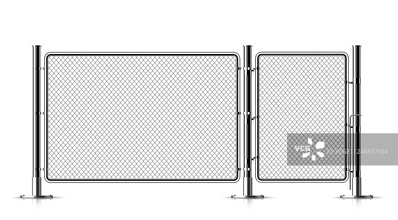 逼真金属网状围栏图片素材