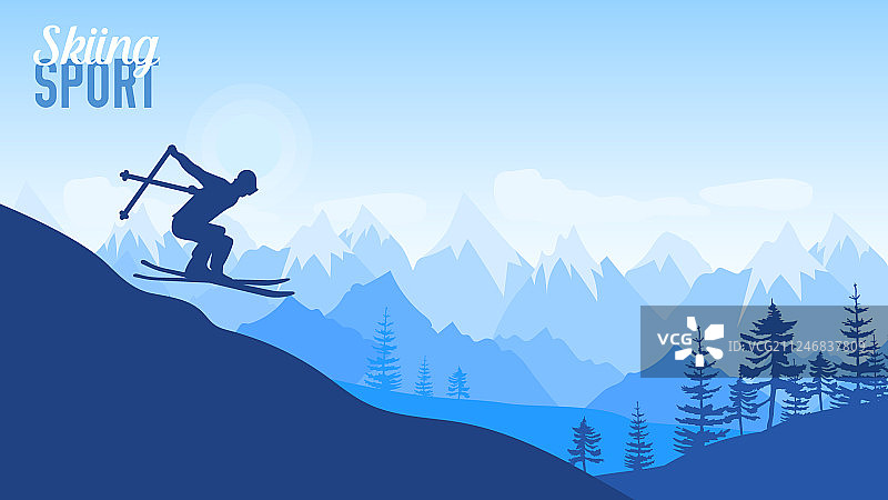 高山滑雪比赛运动图片素材