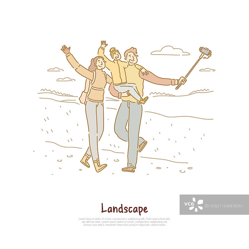 幸福的父母和女儿在一起自拍图片素材