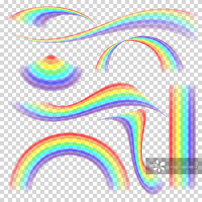 不同形状的彩虹集合图片素材