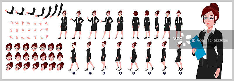 女商人角色模型图（行走）图片素材