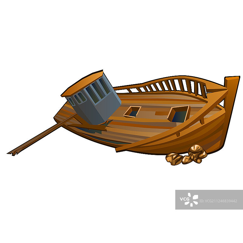 沉船残骸在白色背景上的隔离图片素材