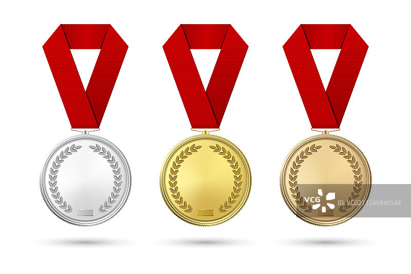 3D逼真金银铜奖杯图片素材