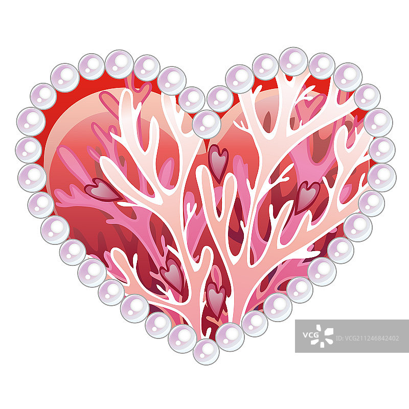 美丽的爱心带有海洋生物图案图片素材