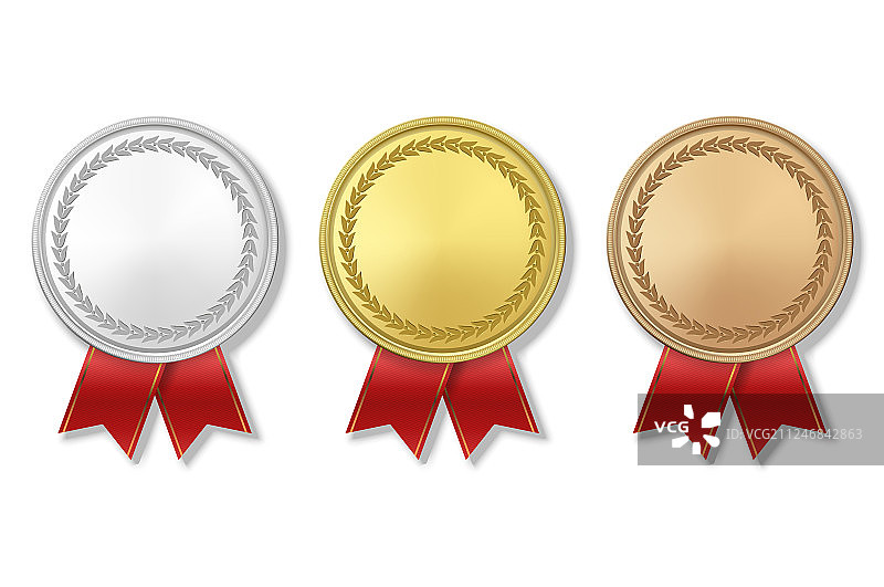 3D逼真金银铜奖杯图片素材