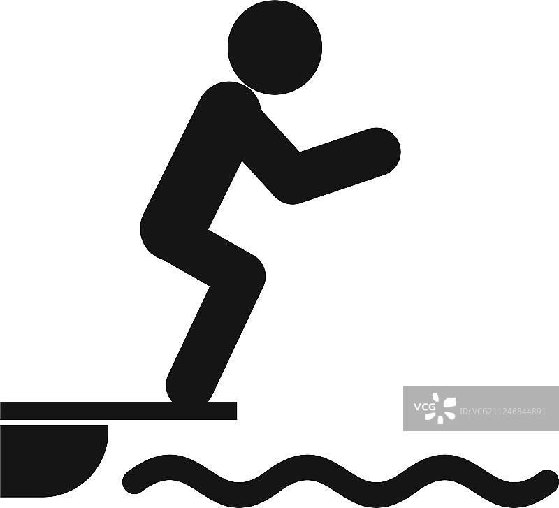 跳水板跳跃男人图标（简约风格）图片素材