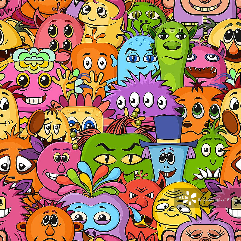 卡通怪物无缝图案图片素材