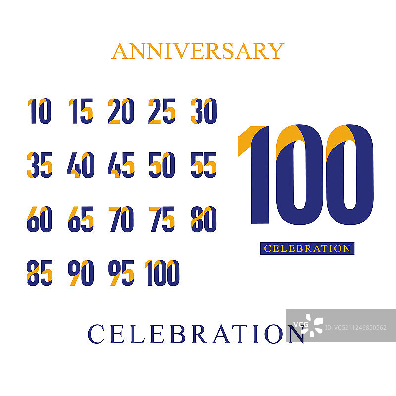 100周年庆典橙色蓝色合集图片素材