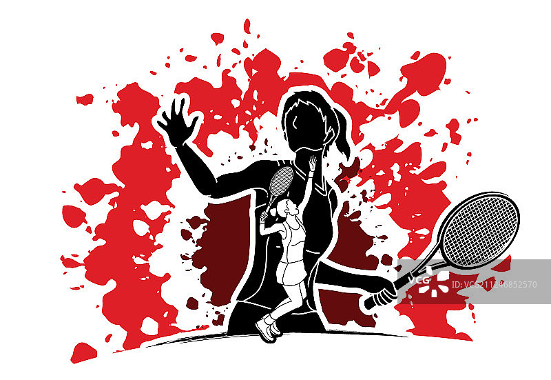 网球运动员运动瞬间的双重曝光图片素材