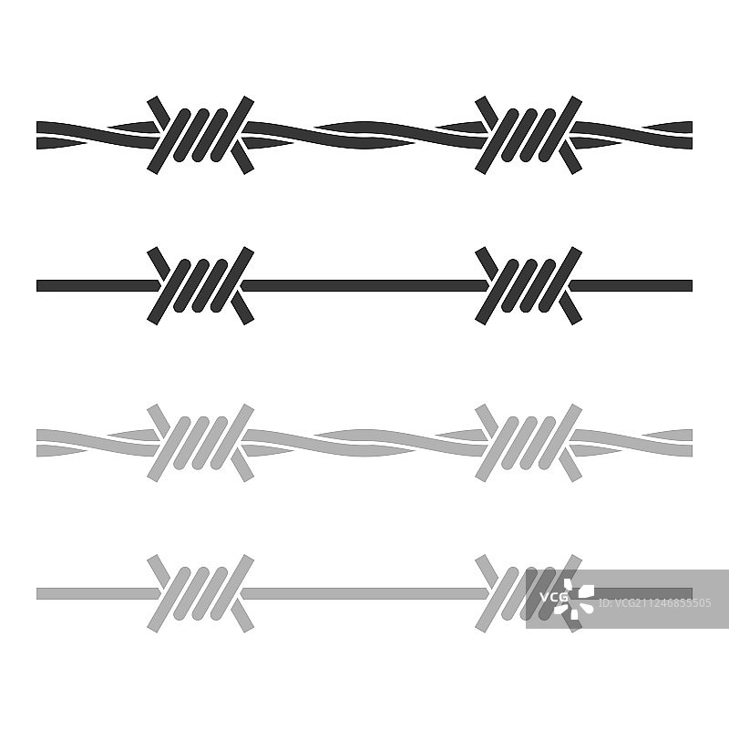 白色背景上的带刺铁丝网轮廓图片素材
