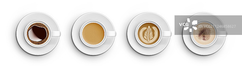 逼真白色咖啡杯顶视图图片素材