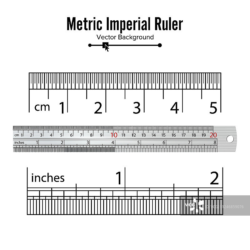 公制英制尺子厘米和英寸图片素材