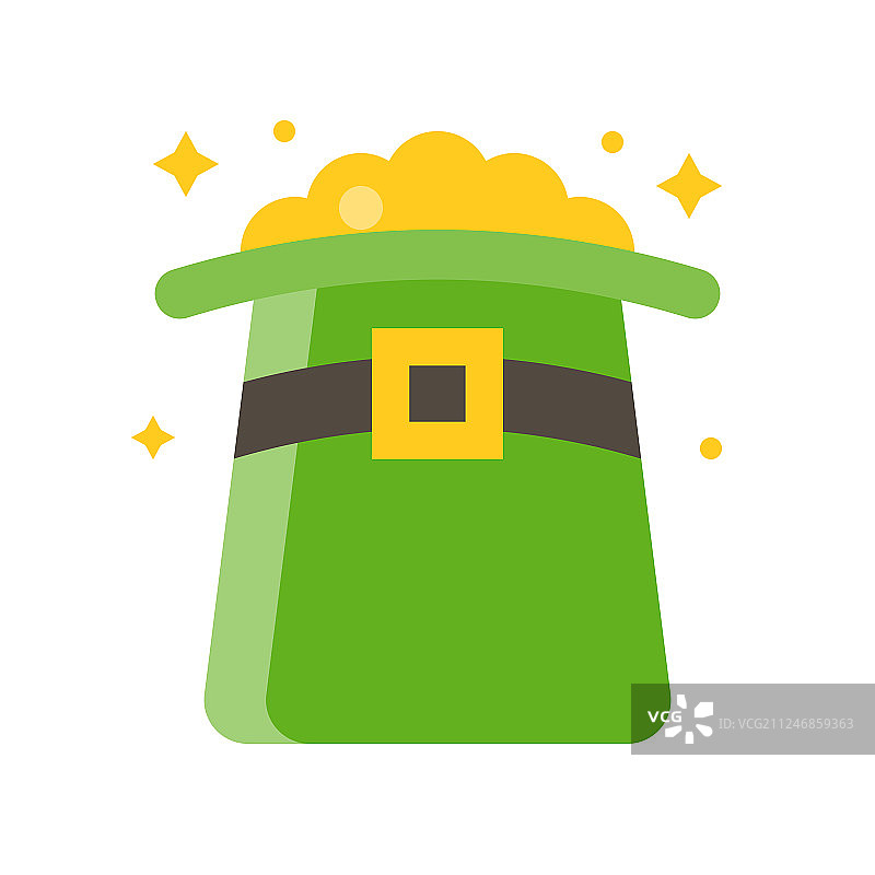 圣帕特里克节帽子中的金币扁平图标图片素材