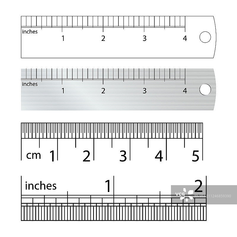 公制英制尺子厘米和英寸图片素材
