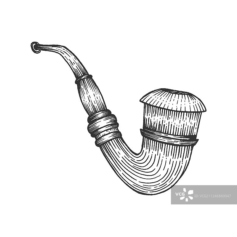 烟斗素描雕刻风格图片素材