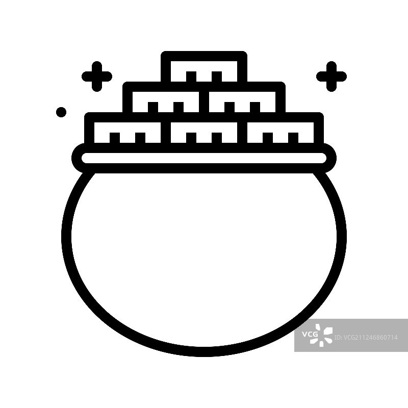 圣帕特里克节金罐线条图标图片素材