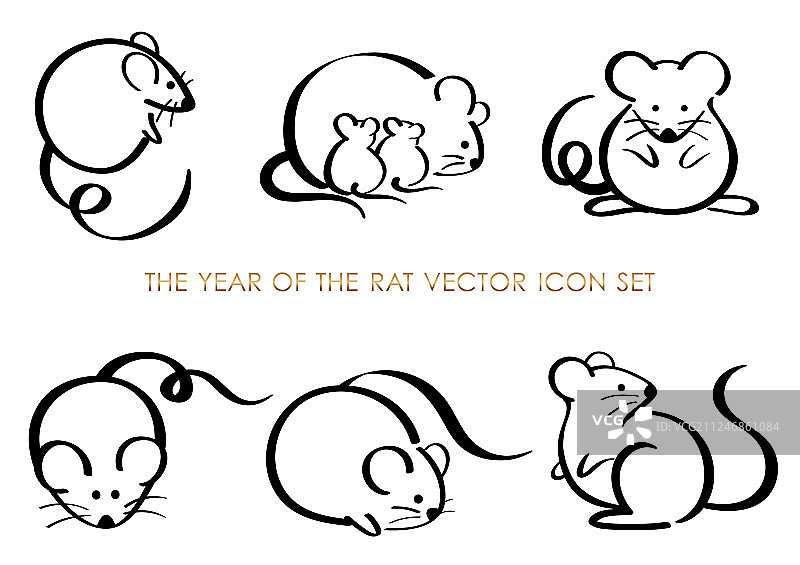 鼠年生肖符号套装图片素材