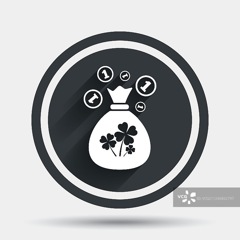 带有三叶草标志的钱袋，圣帕特里克节象征图片素材