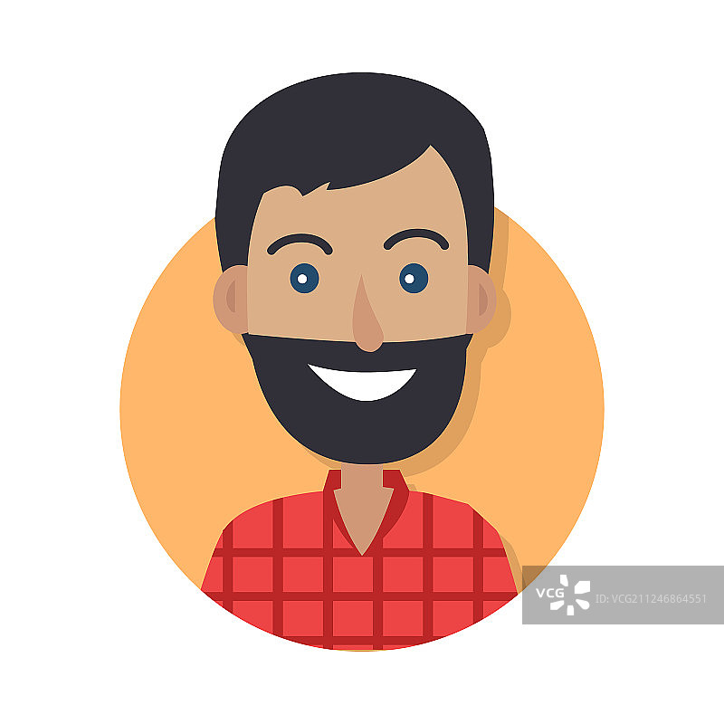 扁平风格的男人面部表情图标图片素材