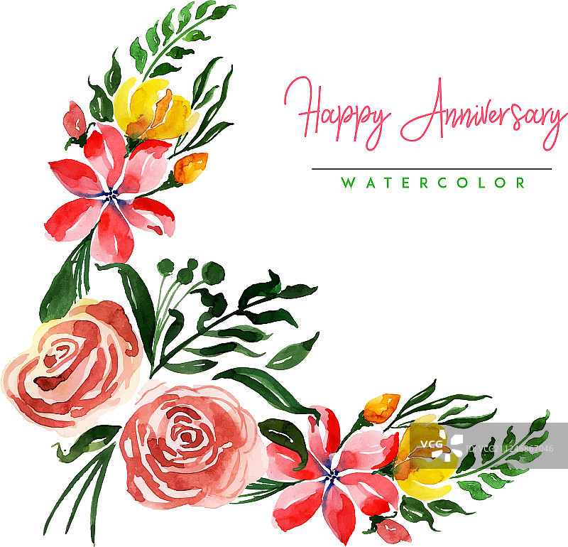 水彩花卉周年纪念背景图片素材