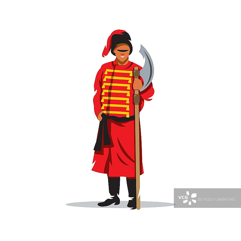 古典俄罗斯戟兵卡通图片素材