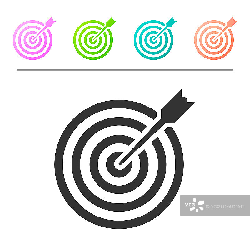 白色背景上的灰色箭头靶标图标图片素材