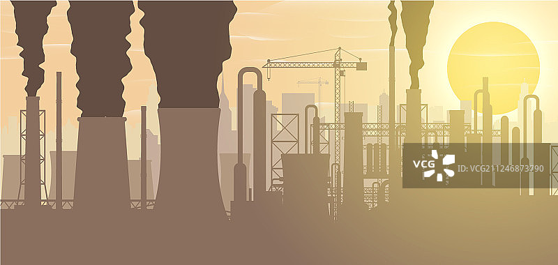 工业剪影全景图片素材