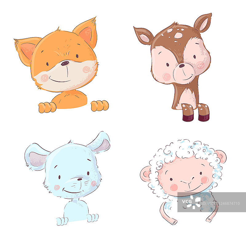 可爱的森林和家畜动物集合——绵羊图片素材