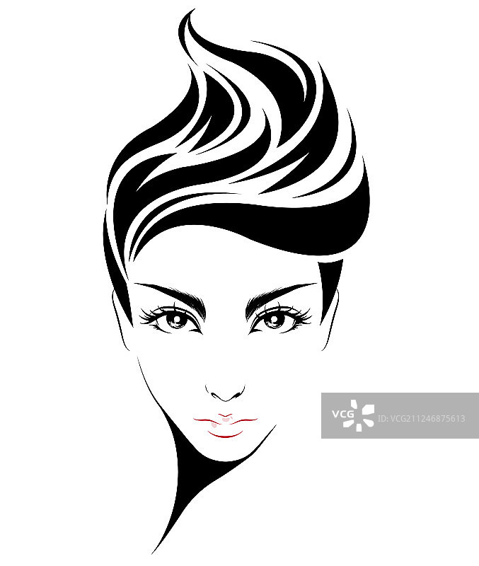 白色背景上的女士短发造型图标图片素材