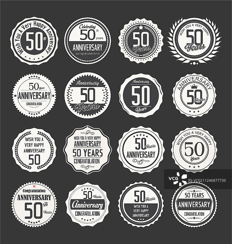 50周年复古标签合集2图片素材