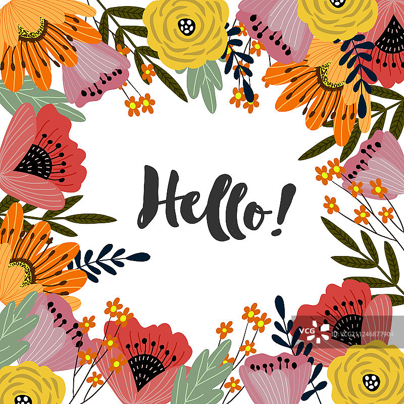 可爱手绘明信片模板图片素材