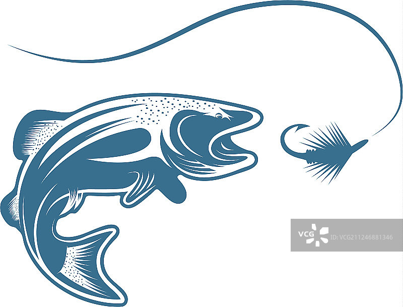 鳟鱼和鱼饵设计模板图片素材