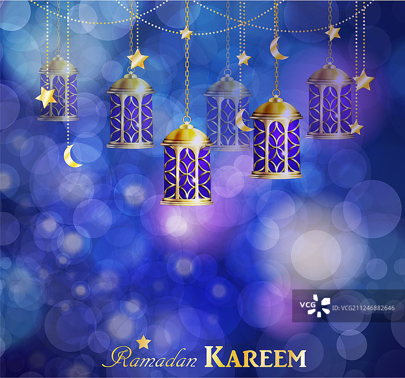 带有灯光的复杂阿拉伯灯具图片素材