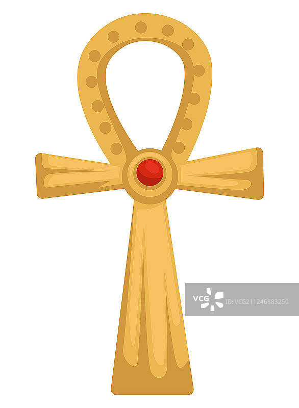 埃及金色科普特十字架或安卡，带锈石图片素材
