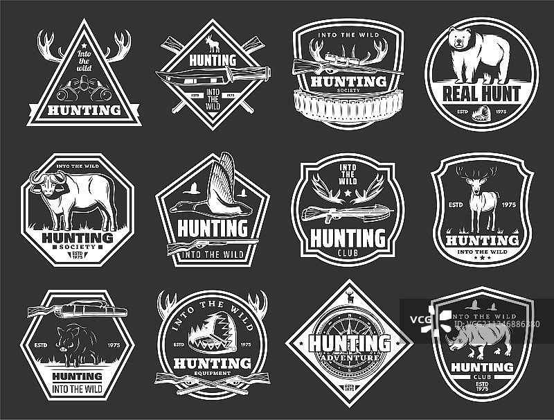 野生动物和鸟类狩猎俱乐部徽章图片素材