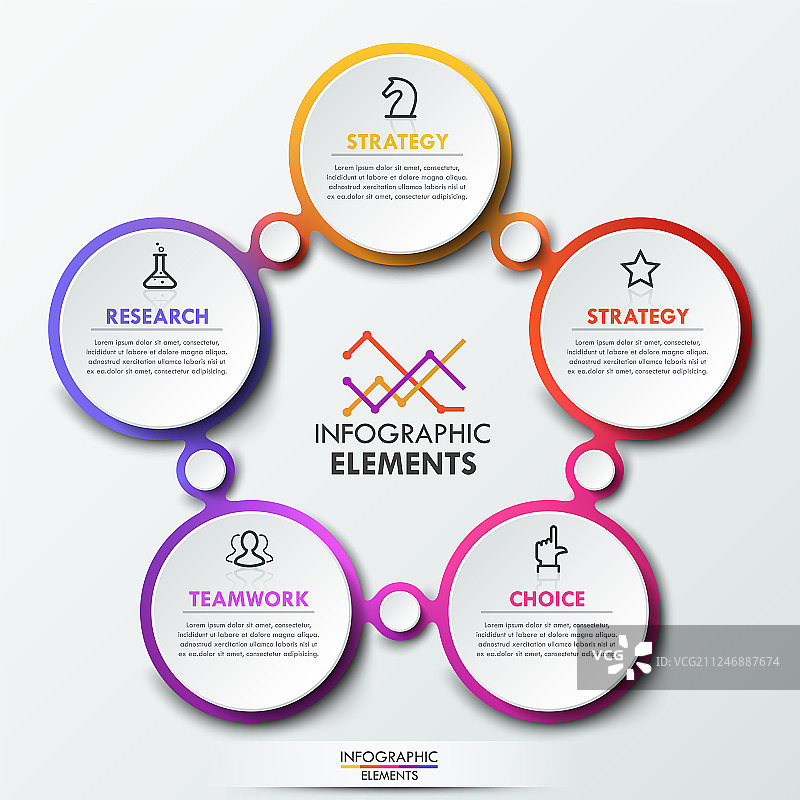 带有5个连接点的创意信息图表设计模板图片素材