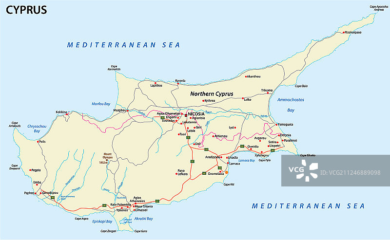 地中海岛屿塞浦路斯道路地图图片素材