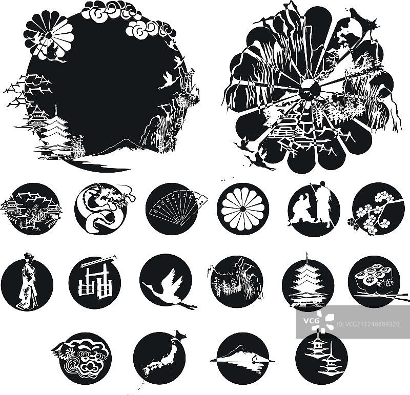 一组象征日本的微缩模型图片素材