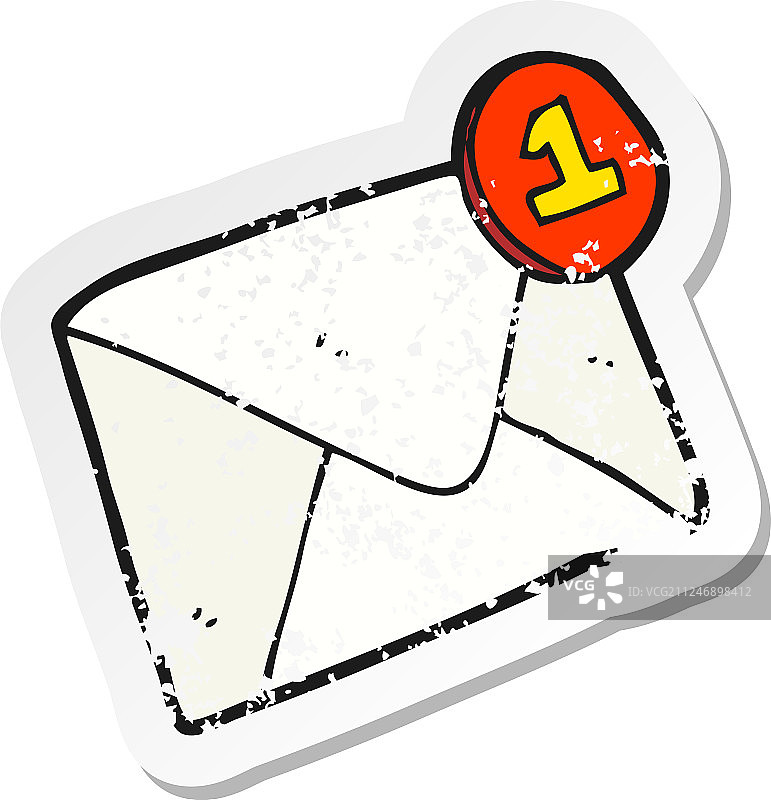 卡通电子邮件复古磨损贴纸图片素材