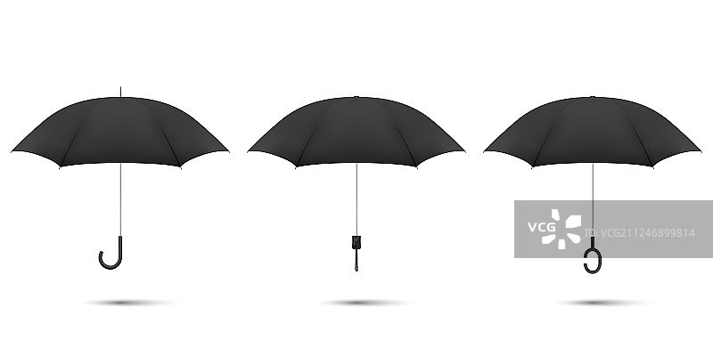 3D黑色空白雨伞渲染图片素材