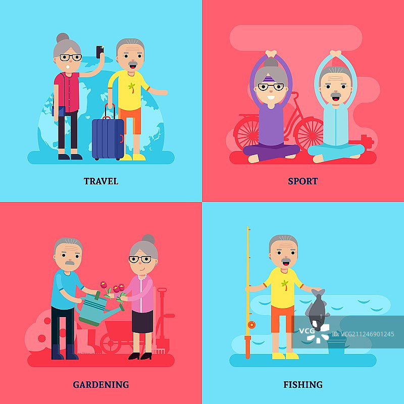 休闲活动扁平概念图片素材